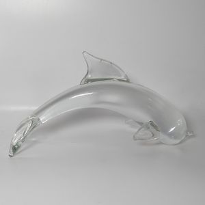Clear Glass Handblown Dolphin/Porous 8"L x 4.5" T Nautical Décor Gift Idea
